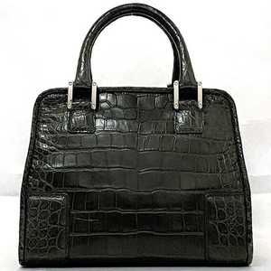 Loewe zipper Amazona leather handbag bag matte green crocodile